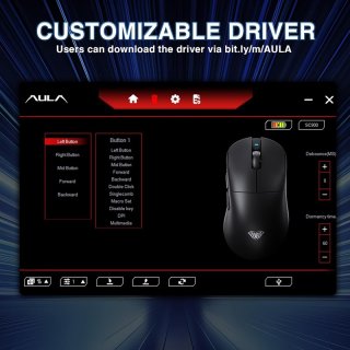AULA SC900 Pro Tri-Mode Vezeték Nélküli Gamer Egér - Fekete