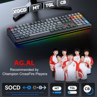AULA F108 PRO V2 Tri-Mode Vezeték Nélküli Mechanikus Gamer Billentyűzet - Szürke