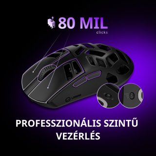 LORGAR Elite MSE90W Tri-Mode Gamer Egér - Gunmetal Szürke