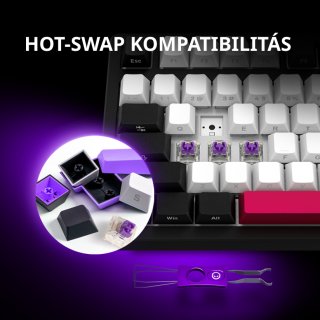 LORGAR KBP7075W Vezeték Nélküli Mechanikus Gamer Billentyűzet - Fekete/Piros (Angol Kiosztás)
