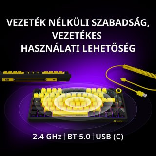 LORGAR KBP7075W Vezeték Nélküli Gamer Billentyűzet - Bézs
