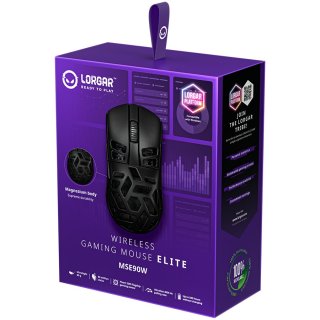 LORGAR Elite MSE90W Tri-Mode Gamer Egér - Fekete