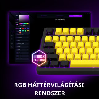 LORGAR KBP70 TKL vezeték nélküli billentyűzet, RGB világítás, angol kiosztás, fekete