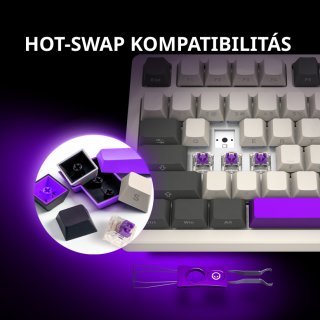 LORGAR KBP70 TKL vezeték nélküli billentyűzet, RGB világítás, angol kiosztás, bézs