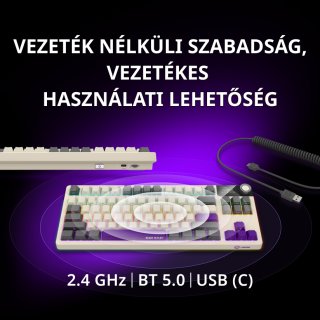 LORGAR KBP70 TKL vezeték nélküli billentyűzet, RGB világítás, angol kiosztás, fehér