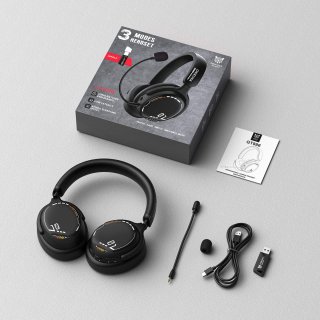 Onikuma GT886 3-Mode vezeték nélküli gamer headset, fekete