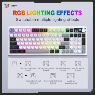 Onikuma MT902 Tri-Mode Vezeték Nélküli Gamer Billentyűzet - Fehér