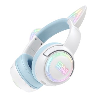 Onikuma GT838 vezeték nélküli cicafüles gamer headset, fehér-kék