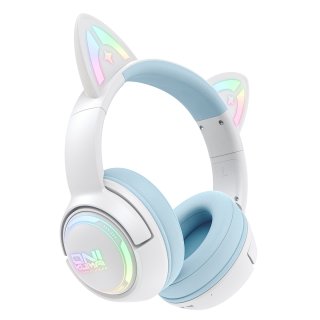 Onikuma GT838 vezeték nélküli cicafüles gamer headset, fehér-kék