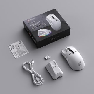 ONIKUMA DM10 Tri-Mode gamer egér + mágneses RGB töltődokkoló - Fehér