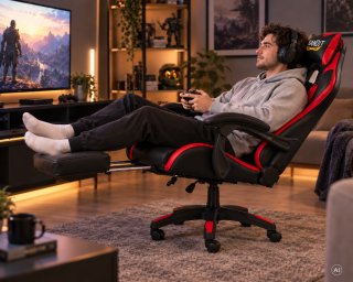 BANDIT Inferno V2 Lábtartós Gamer szék Fekete/Piros