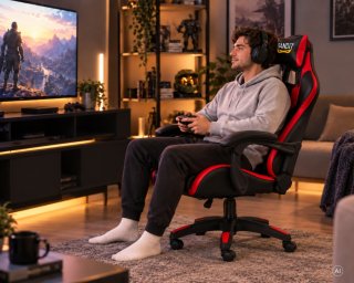 BANDIT Inferno V2 Lábtartós Gamer szék Fekete/Piros
