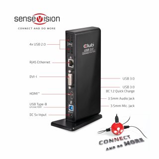CLUB3D SenseVision USB 3.0 Dual Display Docking Station dokkoló