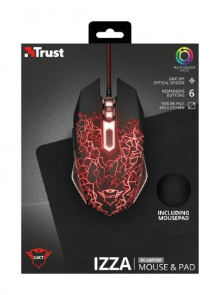 Trust Gaming GXT 783 IZZA gaming optikai egér + egérpad