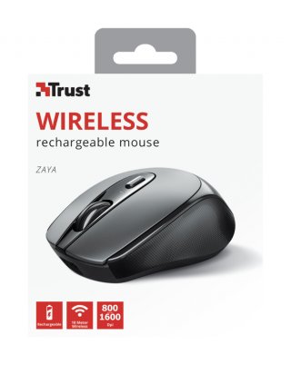 Trust Zaya Rechargeable Wireless Mouse - Fekete