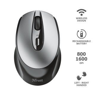 Trust Zaya Rechargeable Wireless Mouse - Fekete