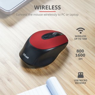 Trust Zaya Rechargeable Wireless Mouse - Piros
