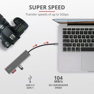 Trust HALYX FAST USB-C hub és kártyaolvasó