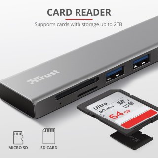 Trust HALYX FAST USB-C hub és kártyaolvasó
