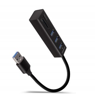 Axagon HMA-CR3A 3 portos USB3.2. Gen 2 fekete HUB kártyaolvasóval