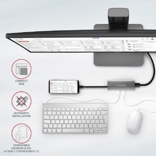 Axagon HMC-5G2 5 portos USB3.2. Gen 2 HUB - ezüstfekete