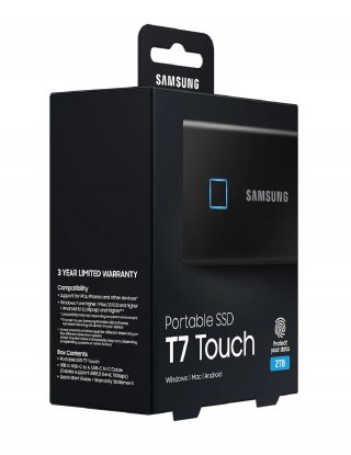 Samsung T7 Touch 2000GB USB 3.2 ujjlenyomatolvasós külső SSD - ezüst