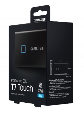 Samsung T7 Touch 2000GB USB 3.2 ujjlenyomatolvasós külső SSD - ezüst