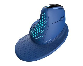 Delux M618XSD vezeték nélküli vertikális, ergonomikus egér Bluetooth + 2.4GHz RGB - Kék
