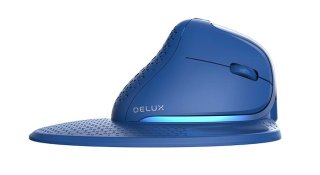 Delux M618XSD vezeték nélküli vertikális, ergonomikus egér Bluetooth + 2.4GHz RGB - Kék