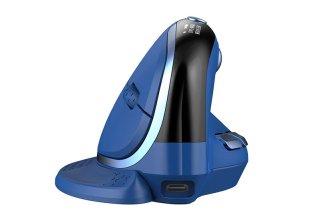 Delux M618XSD vezeték nélküli vertikális, ergonomikus egér Bluetooth + 2.4GHz RGB - Kék