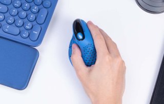 Delux M618XSD vezeték nélküli vertikális, ergonomikus egér Bluetooth + 2.4GHz RGB - Kék