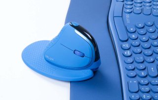 Delux M618XSD vezeték nélküli vertikális, ergonomikus egér Bluetooth + 2.4GHz RGB - Kék