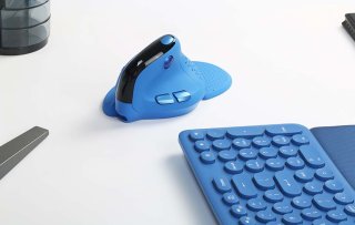Delux M618XSD vezeték nélküli vertikális, ergonomikus egér Bluetooth + 2.4GHz RGB - Kék