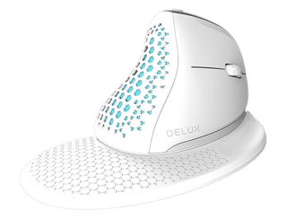 Delux M618XSD vezeték nélküli vertikális, ergonomikus egér Bluetooth + 2.4GHz RGB - Fehér