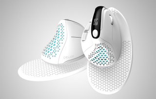 Delux M618XSD vezeték nélküli vertikális, ergonomikus egér Bluetooth + 2.4GHz RGB - Fehér