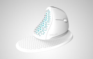 Delux M618XSD vezeték nélküli vertikális, ergonomikus egér Bluetooth + 2.4GHz RGB - Fehér