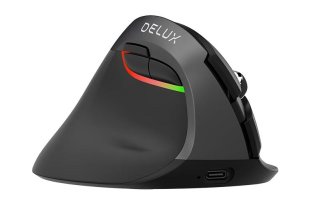 Delux M618ZD vezeték nélküli vertikális, balkezes egér Bluetooth + 2.4GHz - Fekete
