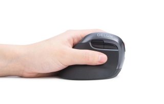 Delux M618ZD vezeték nélküli vertikális, balkezes egér Bluetooth + 2.4GHz - Fekete