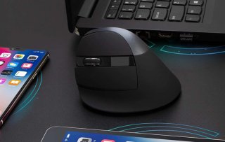 Delux M618ZD vezeték nélküli vertikális, balkezes egér Bluetooth + 2.4GHz - Fekete