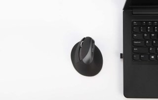 Delux M618ZD vezeték nélküli vertikális, balkezes egér Bluetooth + 2.4GHz - Fekete