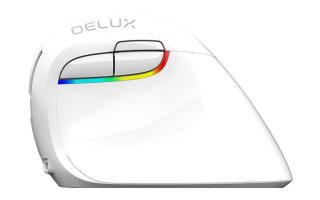 Delux M618Mini DB vezeték nélküli vertikális egér Bluetooth + 2.4GHz RGB - Fehér