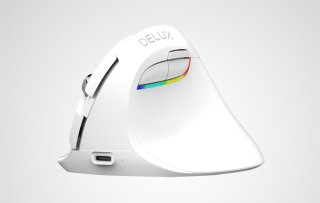 Delux M618Mini DB vezeték nélküli vertikális egér Bluetooth + 2.4GHz RGB - Fehér