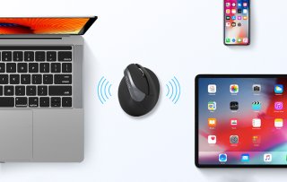 Delux M618Mini DB vezeték nélküli vertikális egér Bluetooth + 2.4GHz - Fekete