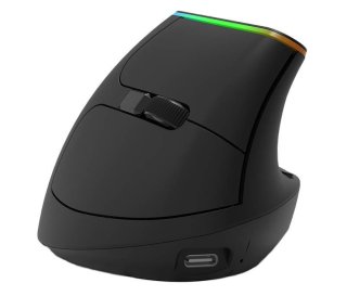 Delux M618DB vezeték nélküli vertikális egér Bluetooth + 2.4GHz RGB - Fekete