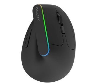 Delux M618DB vezeték nélküli vertikális egér Bluetooth + 2.4GHz RGB - Fekete