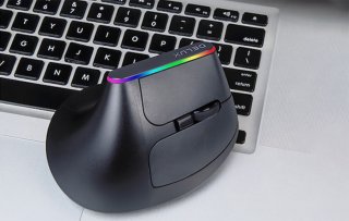 Delux M618DB vezeték nélküli vertikális egér Bluetooth + 2.4GHz RGB - Fekete