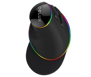 Delux M618Plus vezetékes vertikális RGB egér - Fekete