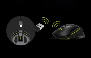 Delux M627 vezeték nélküli gamer 2.4G RGB egér - Fekete