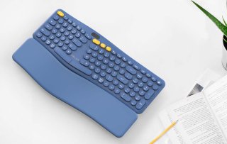 Delux GM903CV BT+2.4G Vezeték nélküli ergonomikus billentyűzet (kék)