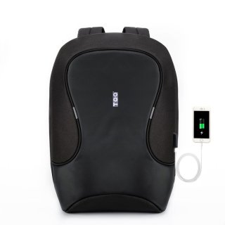 TOO 15,6" lopásbiztos/vízálló/USB portos fekete hátizsák